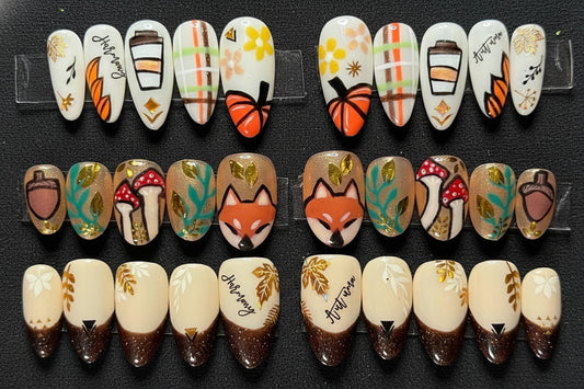 Autumn Pumpkin Coffee | Fall Series | Press-On Nail Set
