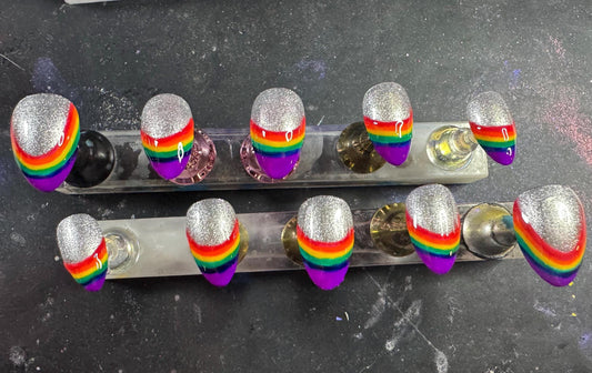Silver Rainbow French | Pride Series | Press-On Nail Set