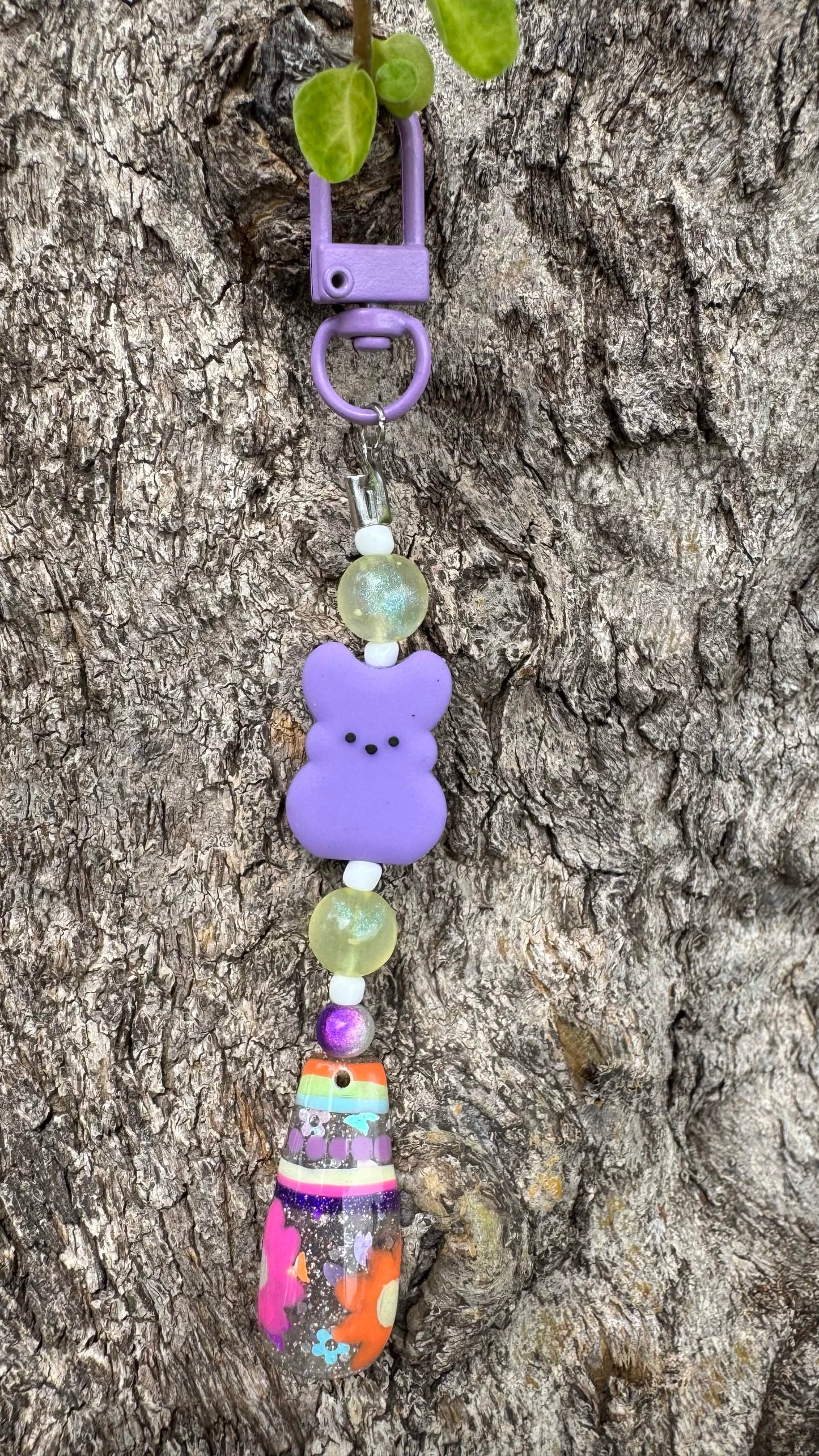 Easter Purple Peep Nail Art Keychain - Purple