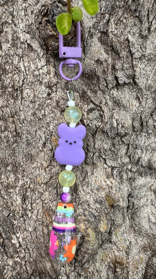 Easter Purple Peep Nail Art Keychain - Purple