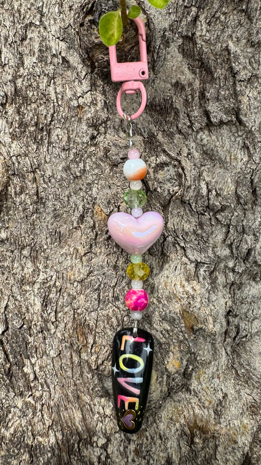 Love Nail Art Keychain - Pink Heart charm (Copy)