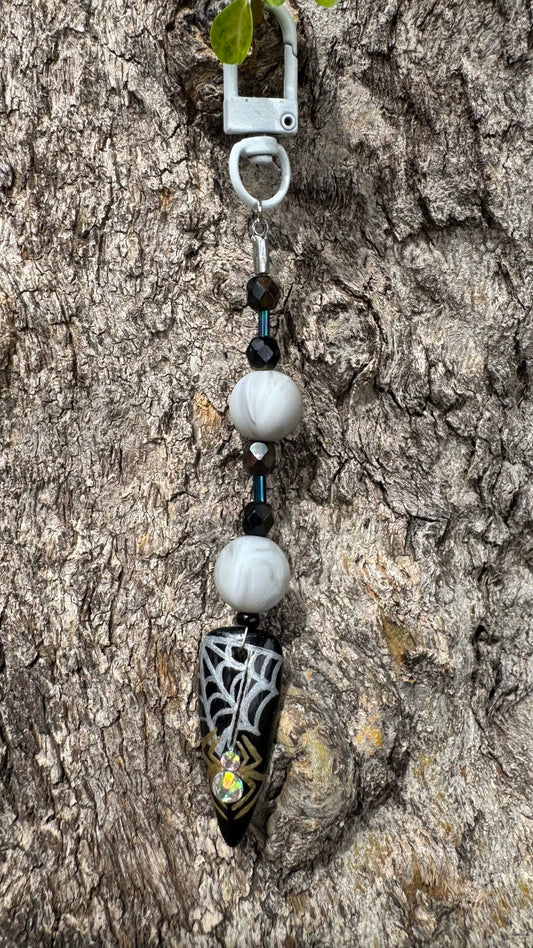 Spider Gem Nail Art Keychain - Black