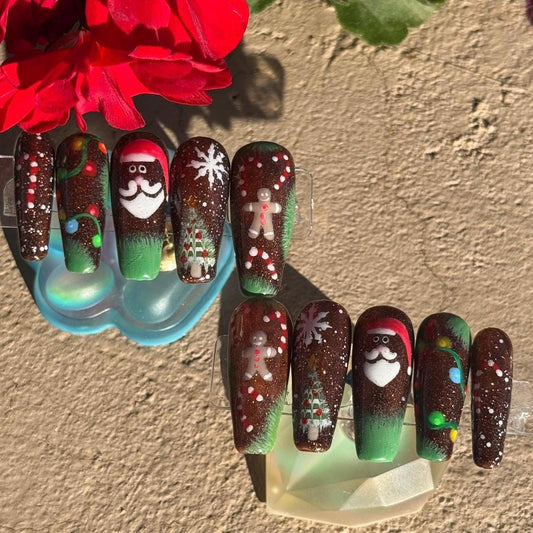 Festive Gingerbread | Christmas Series | Press-On Nail Set