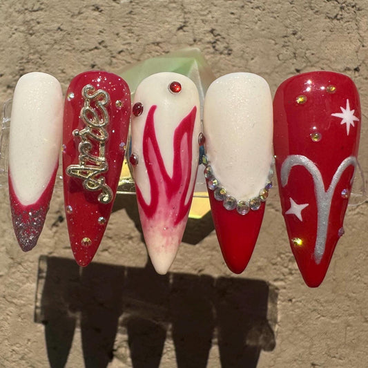 Aries + Diamond | Zodiac Series | Press-On Nail Set