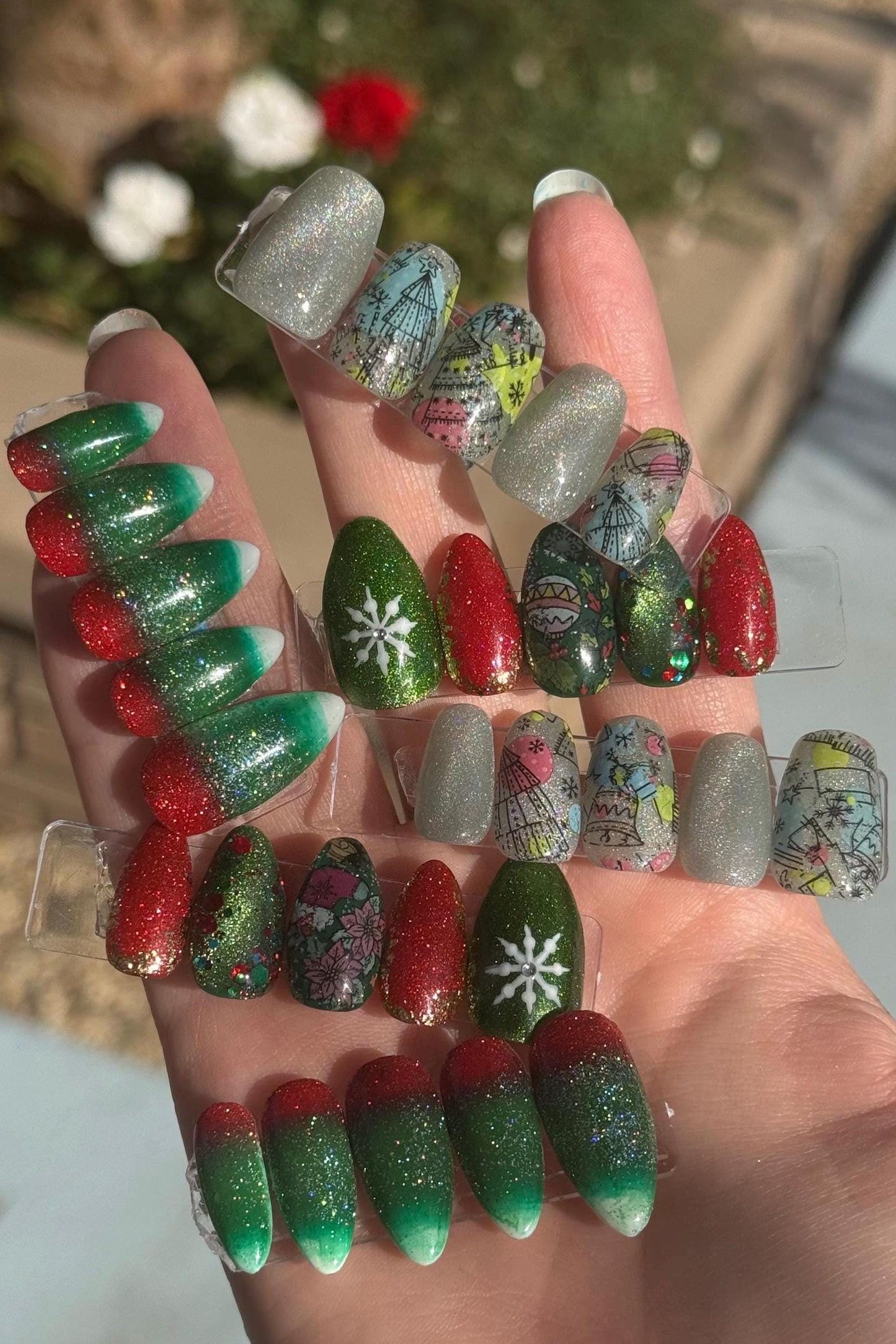 Colorful Abstract Holo | Christmas Series | Press-On Nail Set