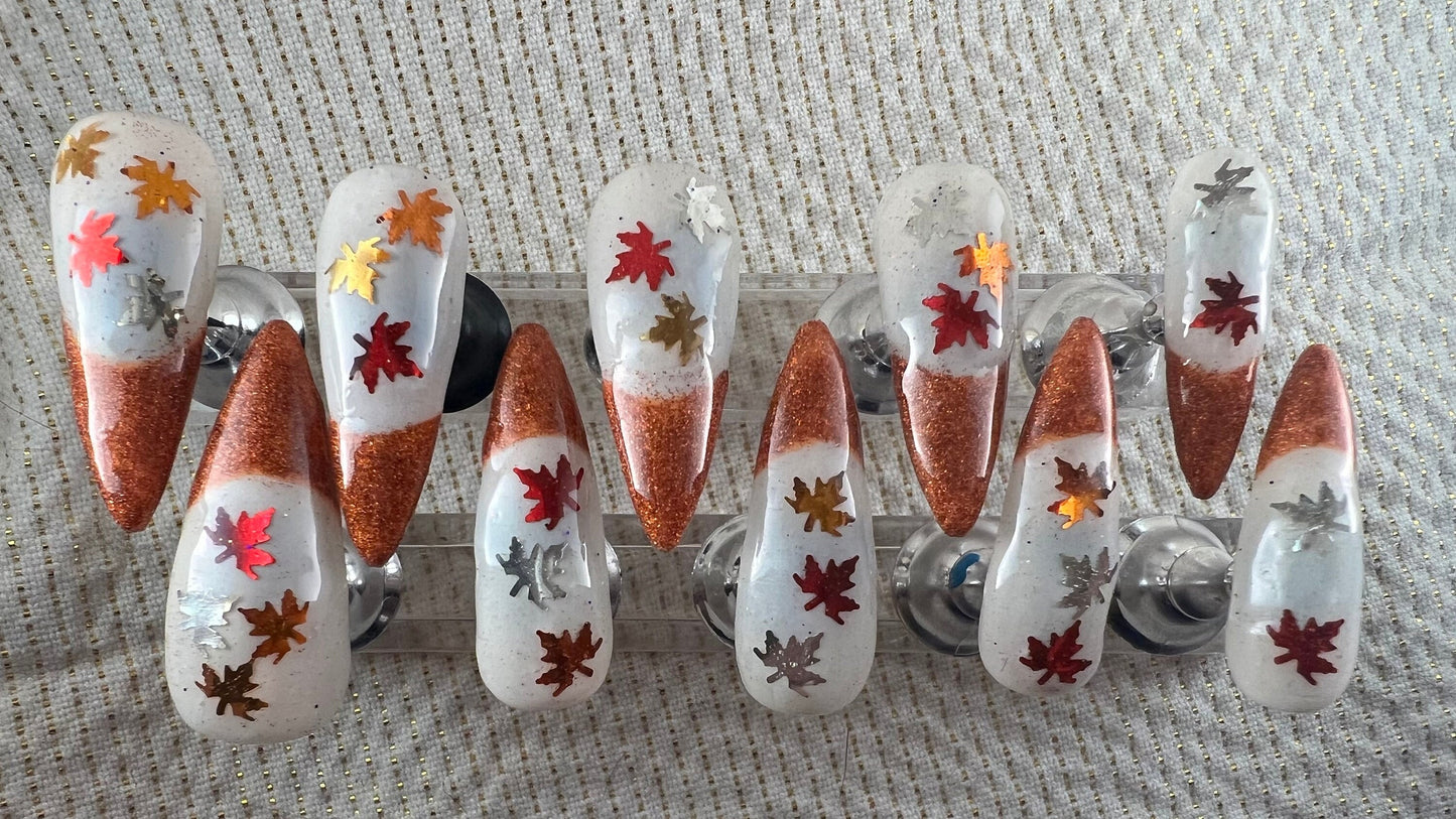 Glitter French Tip | Fall Series | Press-On Nail Set