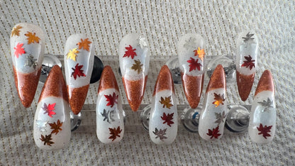 Glitter French Tip | Fall Series | Press-On Nail Set