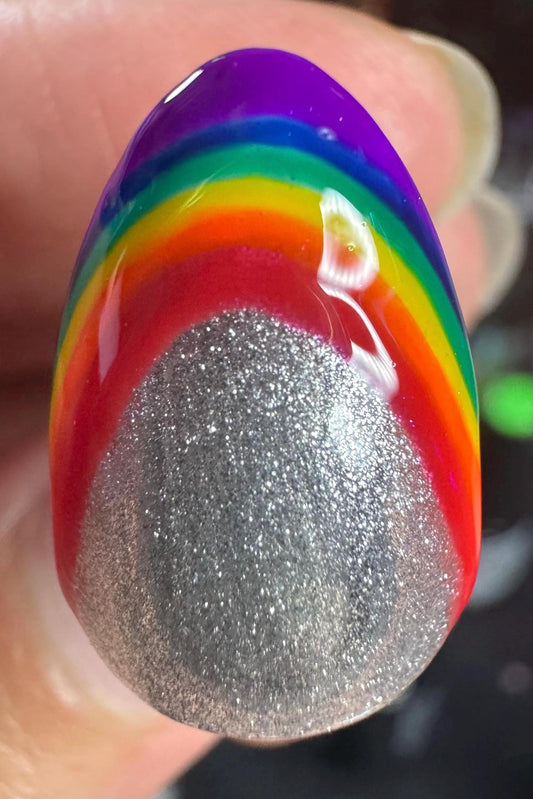 Silver Rainbow French | Pride Series | Press-On Nail Set