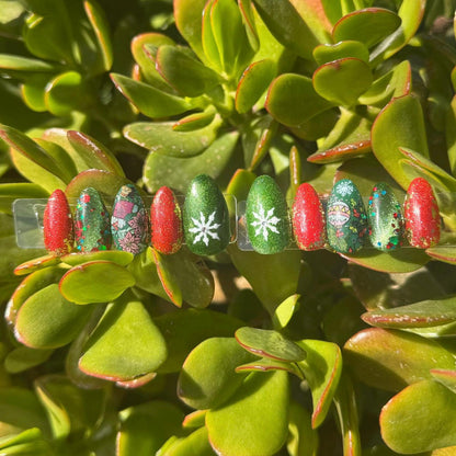 Red & Green Holiday Foil | Christmas Series | Press-On Nail Set