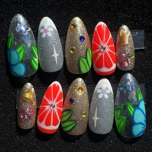 Juicy Orange Blossom | Summer Series | Press-On Nail Set