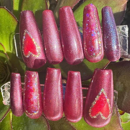Heart Cat Eye| Love Series | Press-On Nail Set