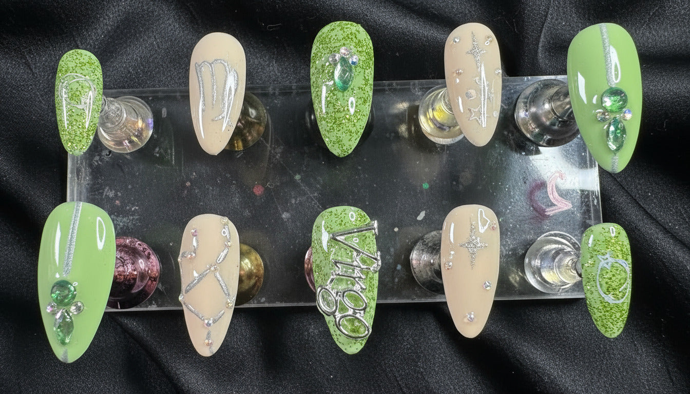 Virgo + Peridot | Zodiac Series | Press-On Nail Set