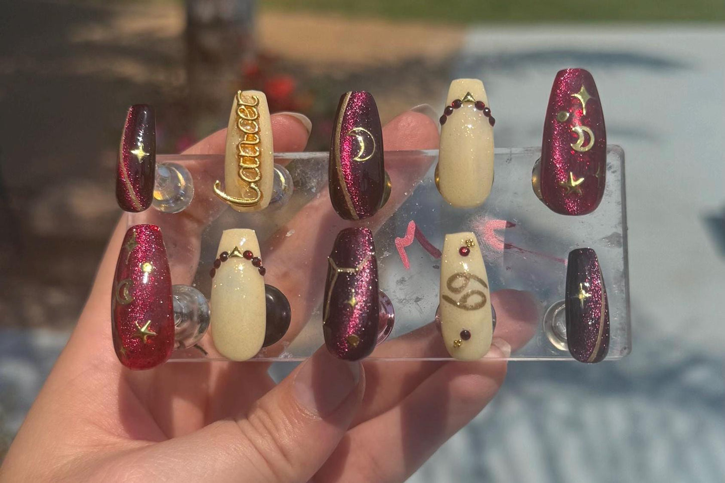 Cancer + Ruby | Zodiac Series | Press-On Nail Set
