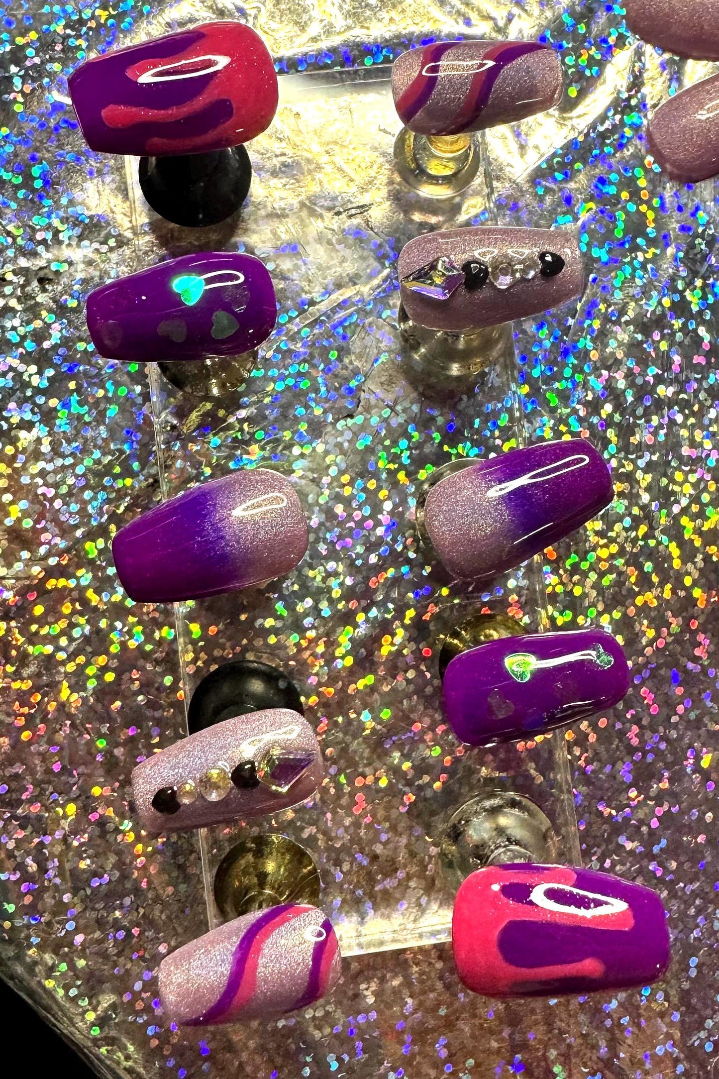 Pink & Purple Ooze | Love Series | Press-On Nail Set