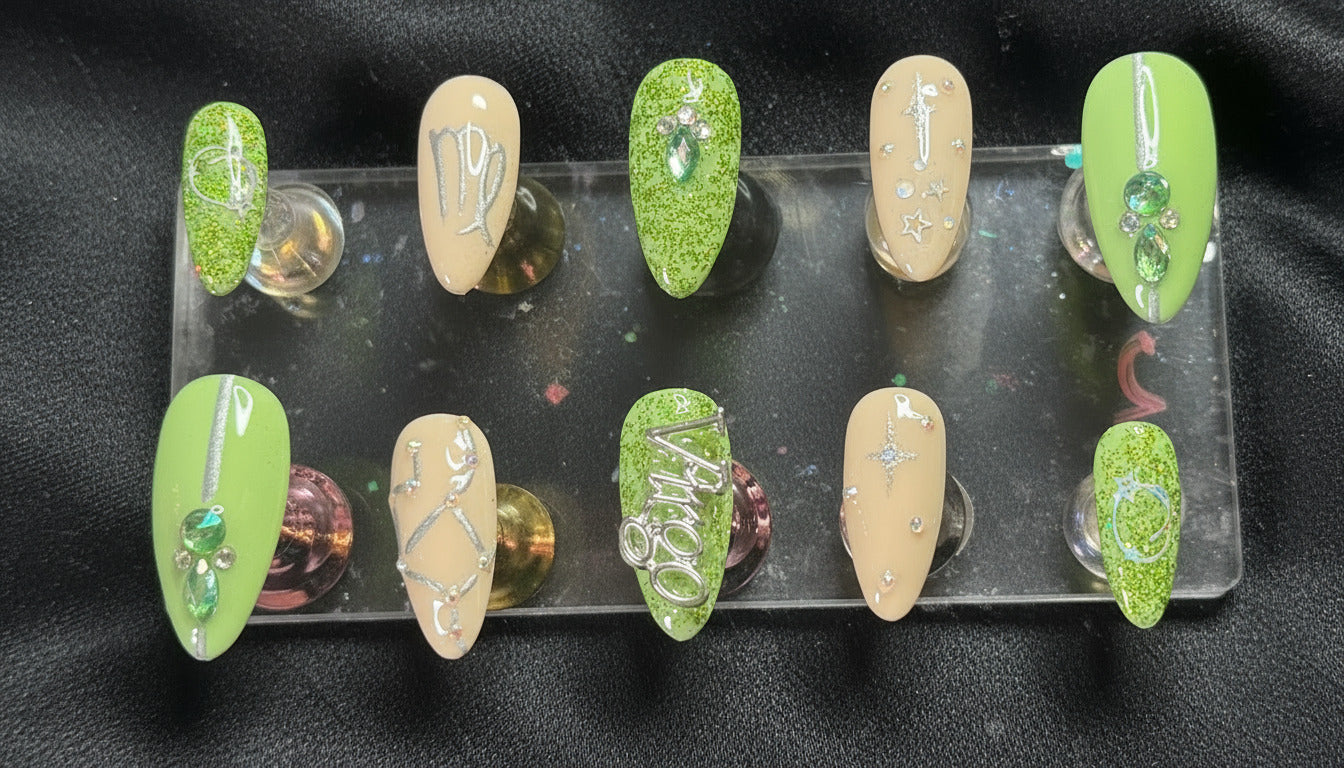 Virgo + Peridot | Zodiac Series | Press-On Nail Set