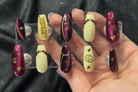 Cancer + Ruby | Zodiac Series | Press-On Nail Set