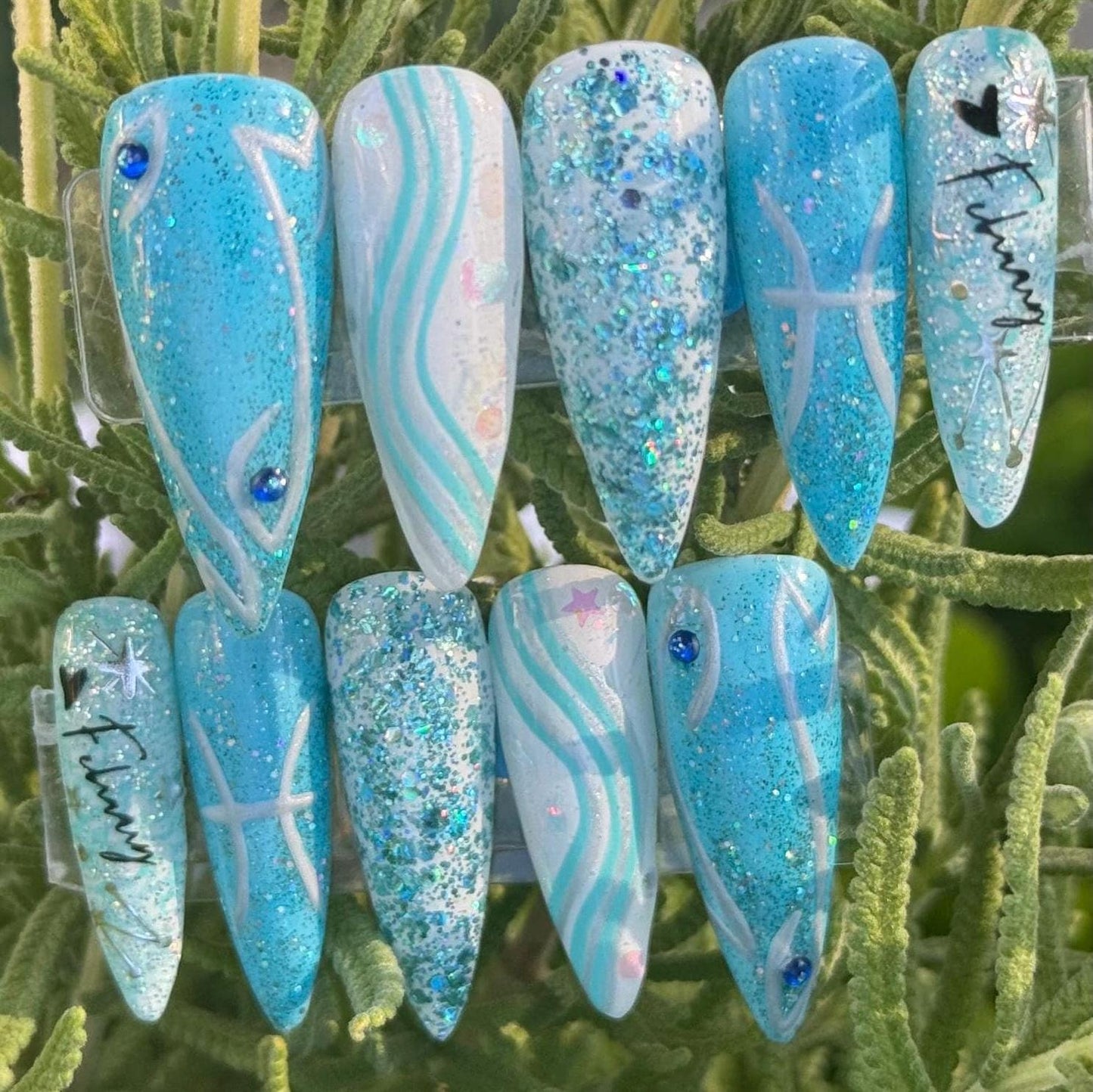 Pisces + Aquamarine | Zodiac Series | Press-On Nail Set