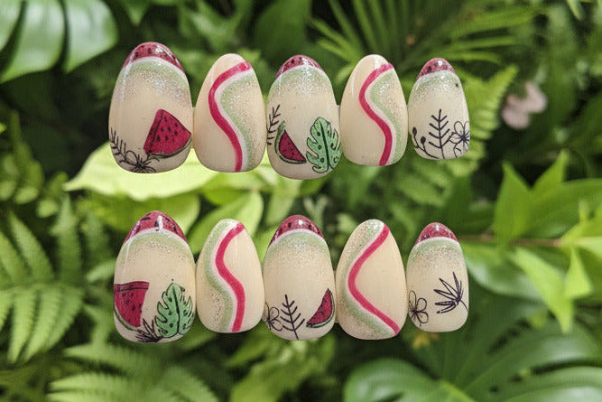 Sweet Watermelon French | Summer Series | Press-On Nail Set