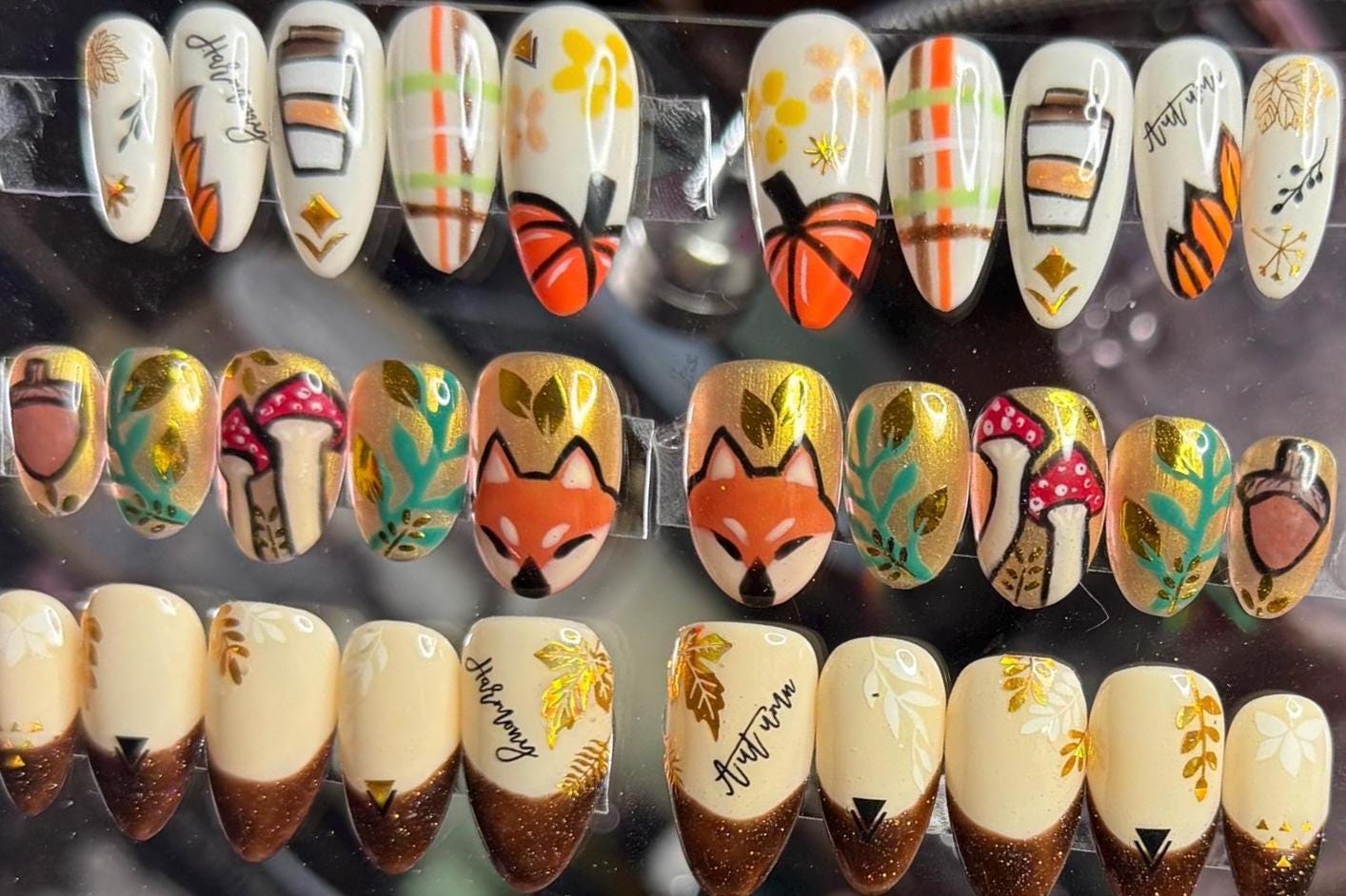 Autumn Pumpkin Coffee | Fall Series | Press-On Nail Set