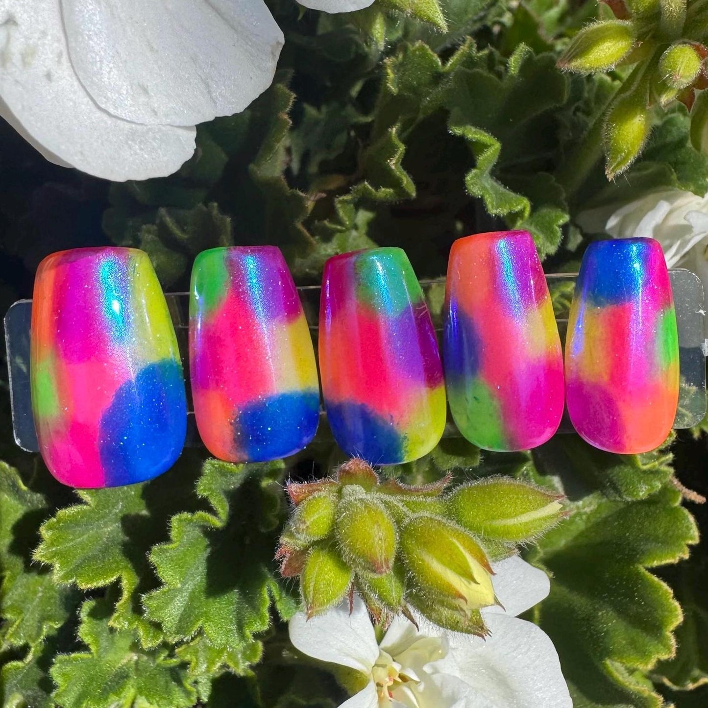 90s Neon Aurora | Abstract Series | Press-On Nail Set