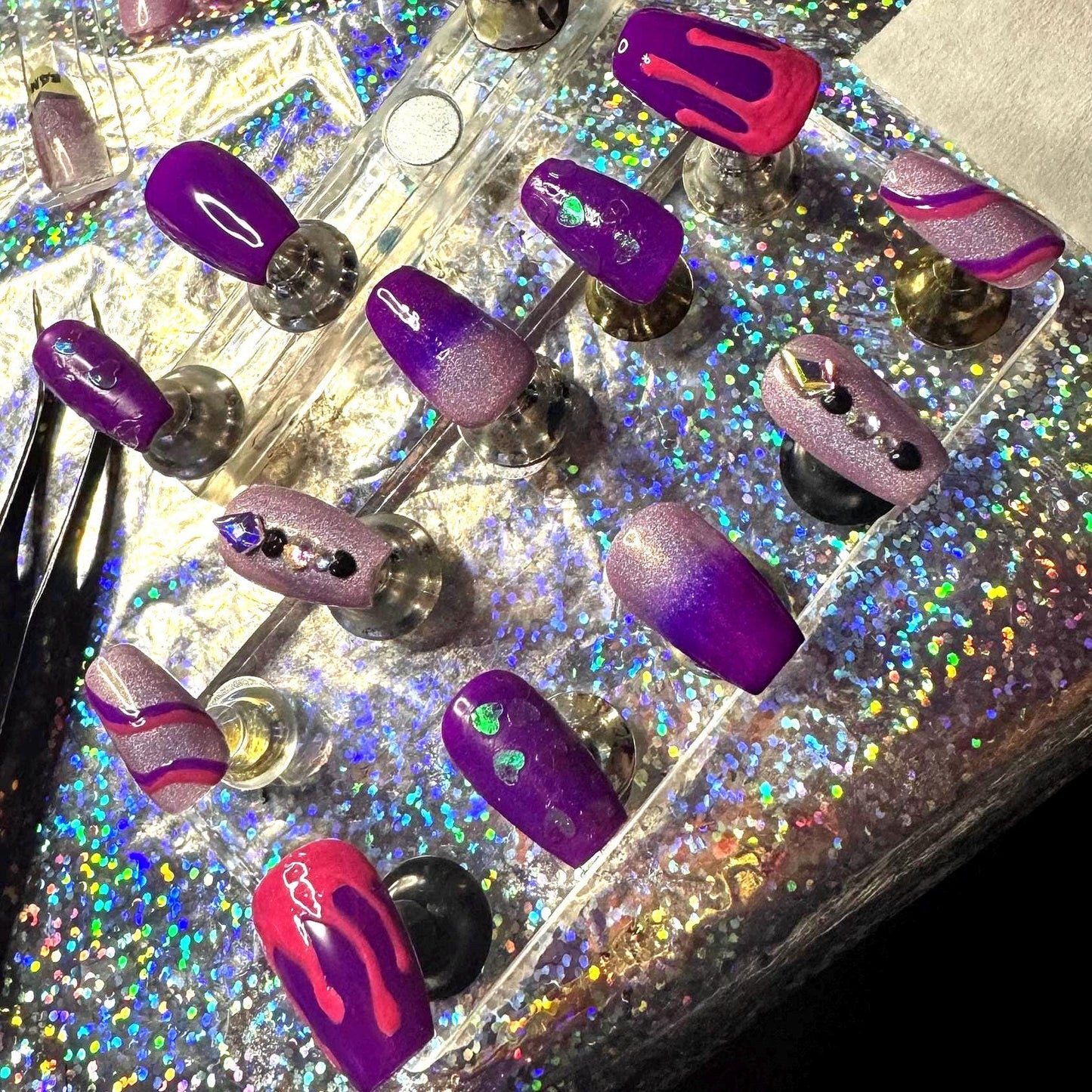Pink & Purple Ooze | Love Series | Press-On Nail Set