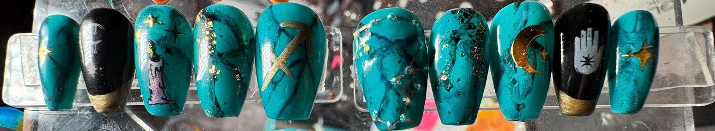 Sagittarius + Turquoise | Zodiac Series | Press-On Nail Set