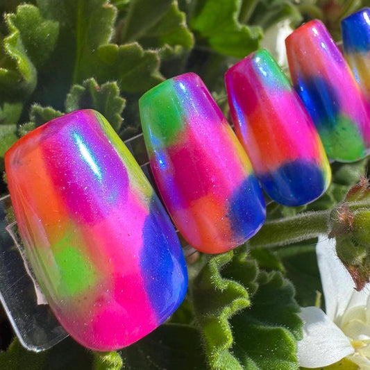 90s Neon Aurora | Abstract Series | Press-On Nail Set