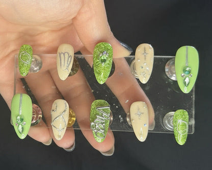 Virgo + Peridot | Zodiac Series | Press-On Nail Set