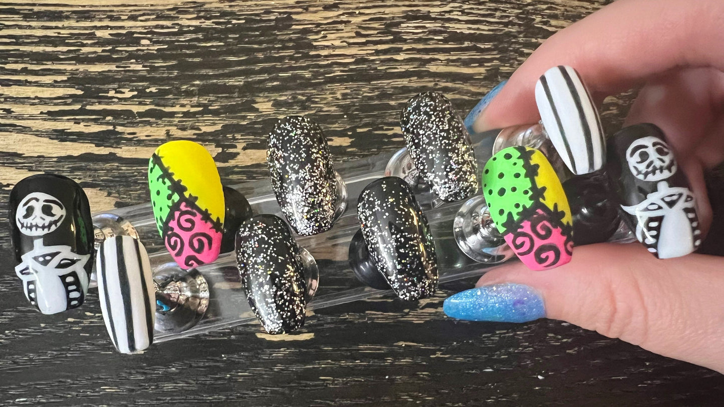 Jack & Sally | Halloween Series | Press-On Nail Set