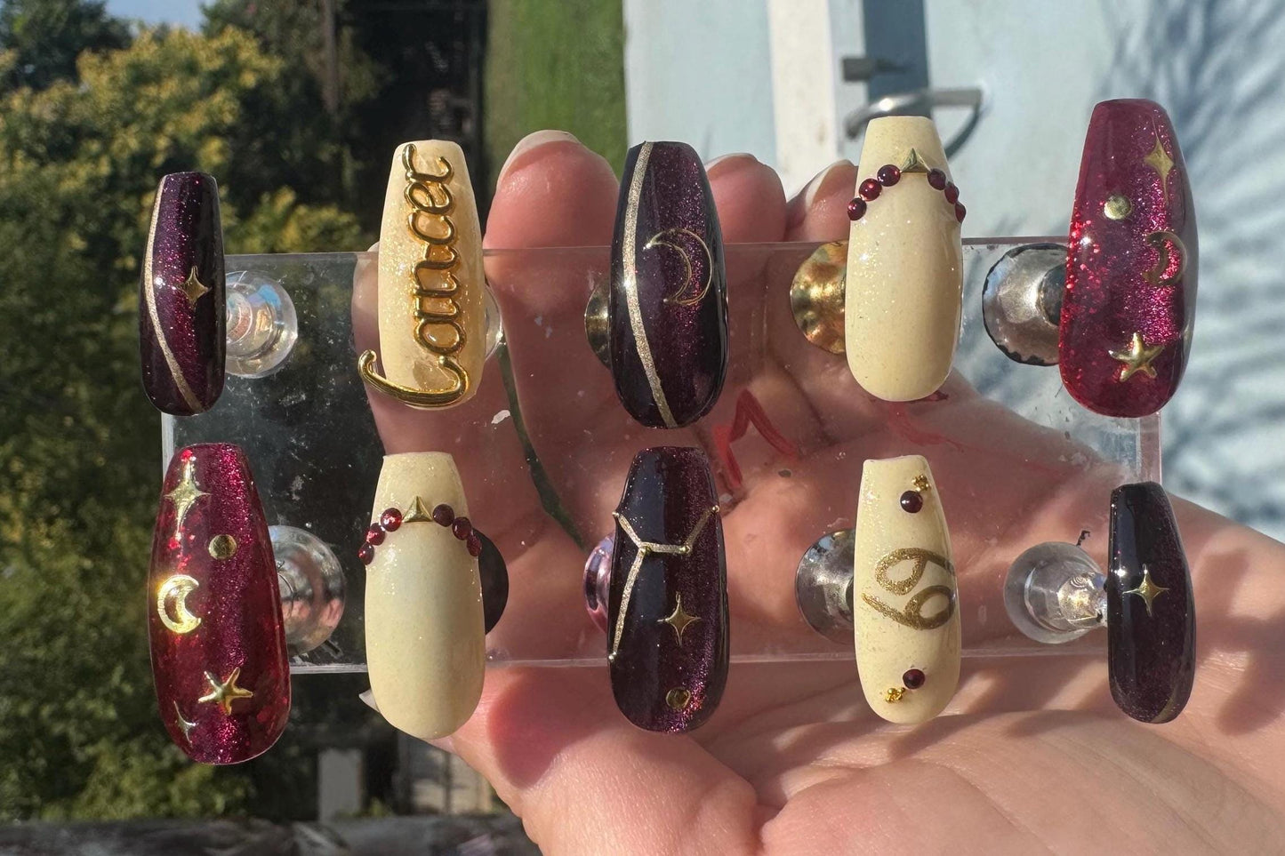 Cancer + Ruby | Zodiac Series | Press-On Nail Set