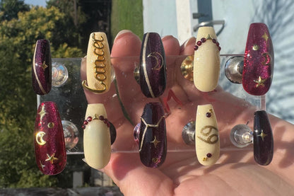 Cancer + Ruby | Zodiac Series | Press-On Nail Set