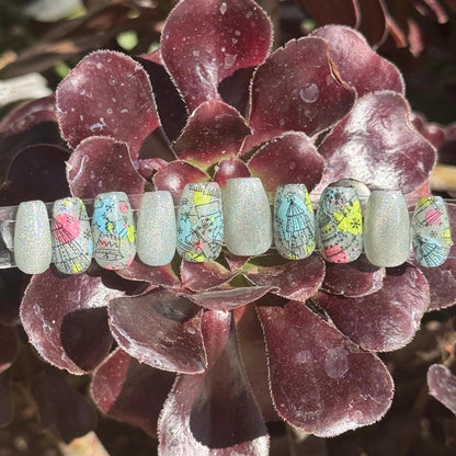 Colorful Abstract Holo | Christmas Series | Press-On Nail Set