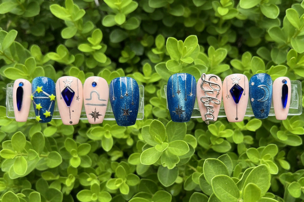 Libra + Sapphire | Zodiac Series | Press-On Nail Set