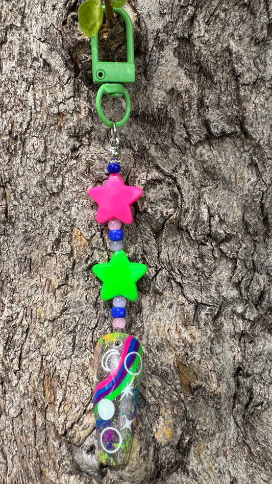 Space Rainbow Nail Art Keychain - Star Charms