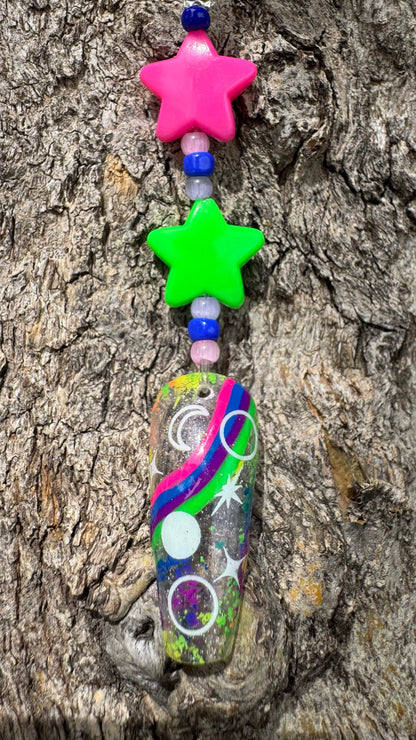 Space Rainbow Nail Art Keychain - Star Charms