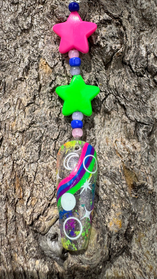 Space Rainbow Nail Art Keychain - Star Charms