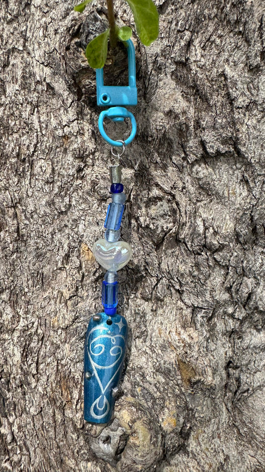 Cancer Nail Art Keychain - Blue