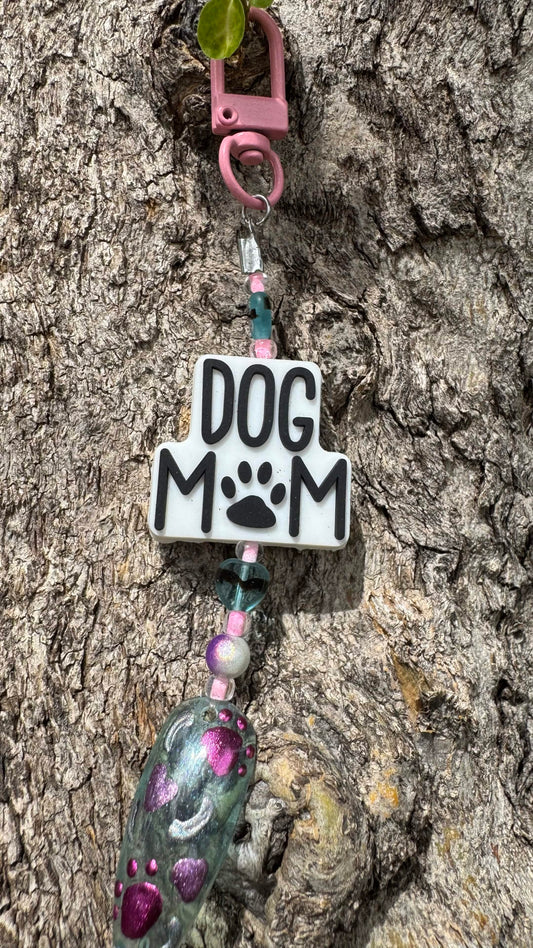 Dog Mom Nail Art Keychain - Teal/Purple