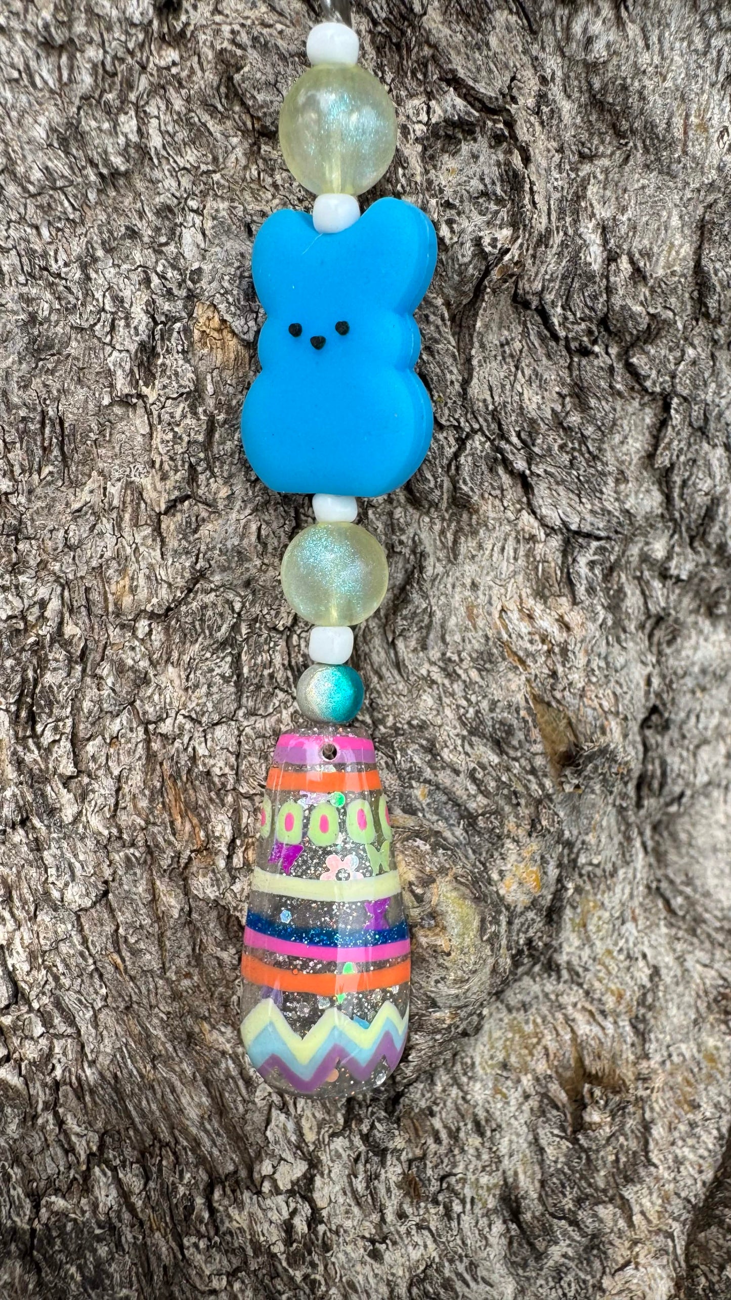 Easter Blue Peep Nail Art Keychain - Blue