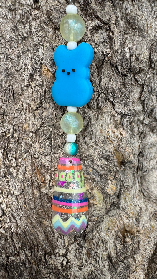 Easter Blue Peep Nail Art Keychain - Blue