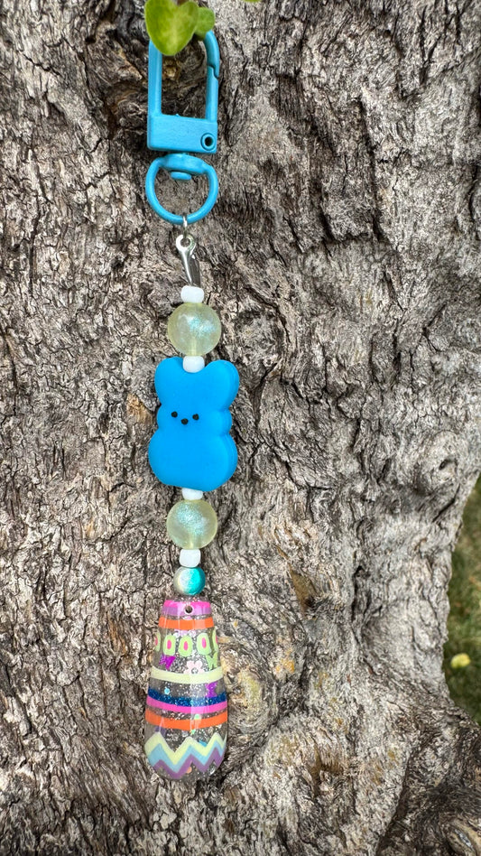Easter Blue Peep Nail Art Keychain - Blue