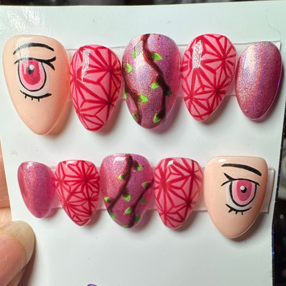 Pink Demon Sister | Anime Series | Press-On Nail Set