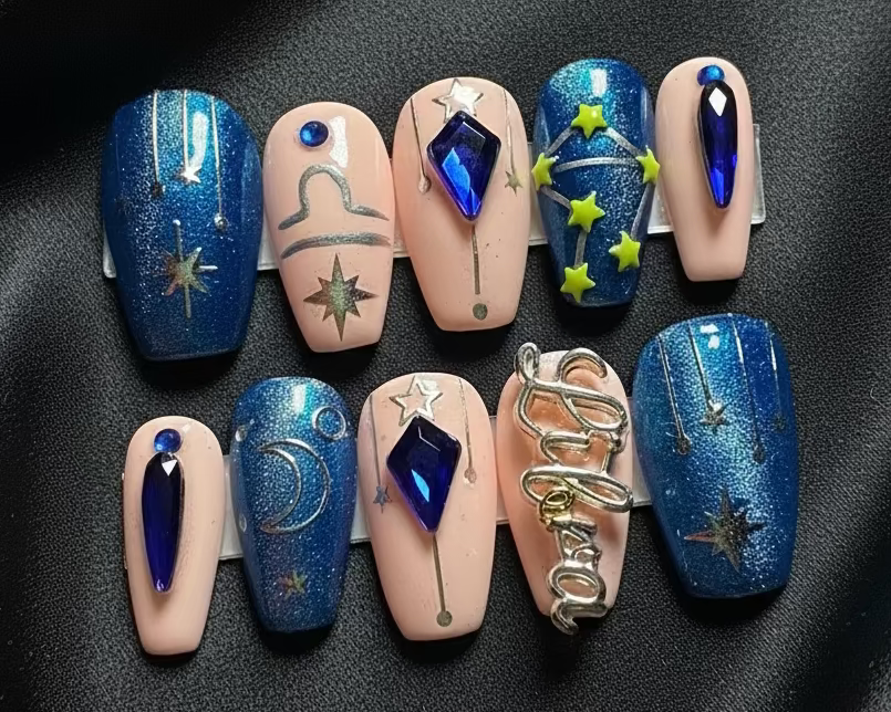 Libra + Sapphire | Zodiac Series | Press-On Nail Set