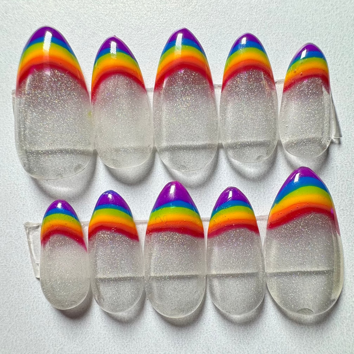 Holo Rainbow French | Pride Series | Press-On Nail Set