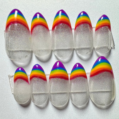 Holo Rainbow French | Pride Series | Press-On Nail Set