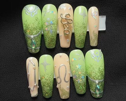 Leo + Peridot | Zodiac Series | Press-On Nail Set