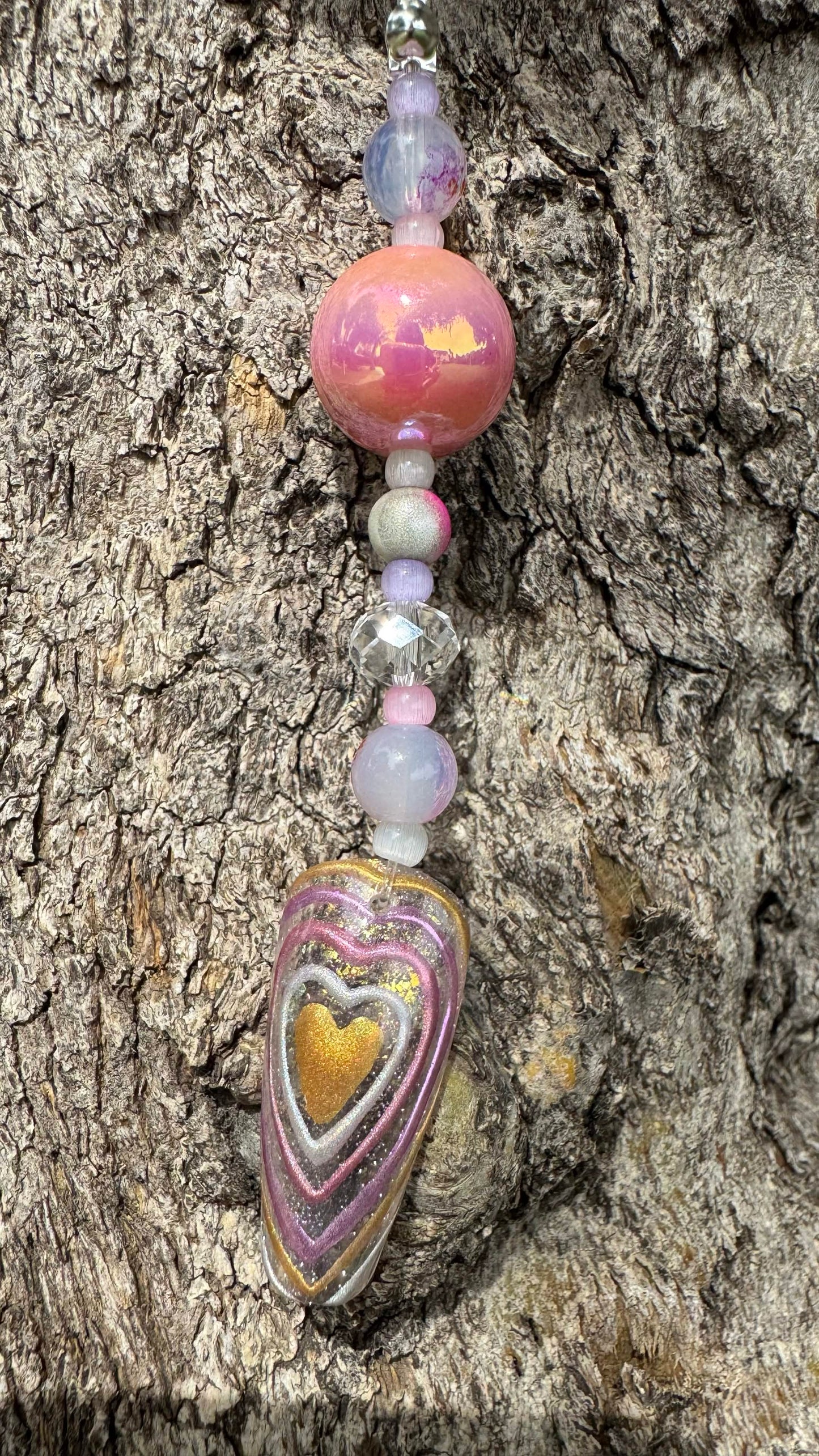Golden Radiant Heart Nail Art Keychain - Gold