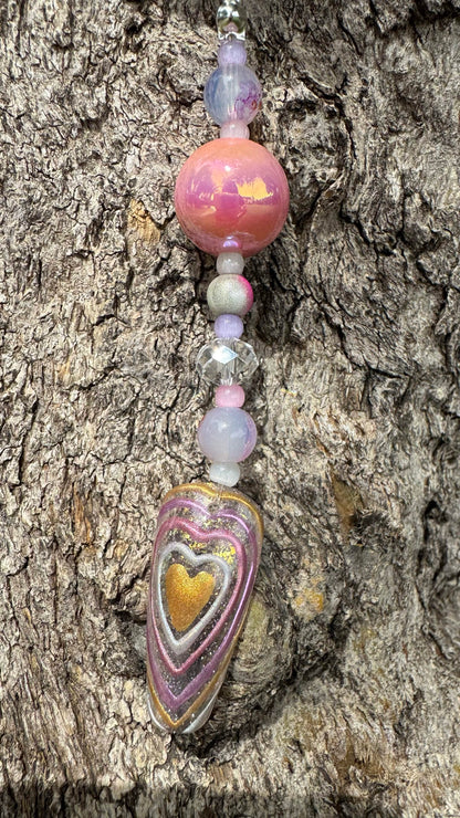 Golden Radiant Heart Nail Art Keychain - Gold