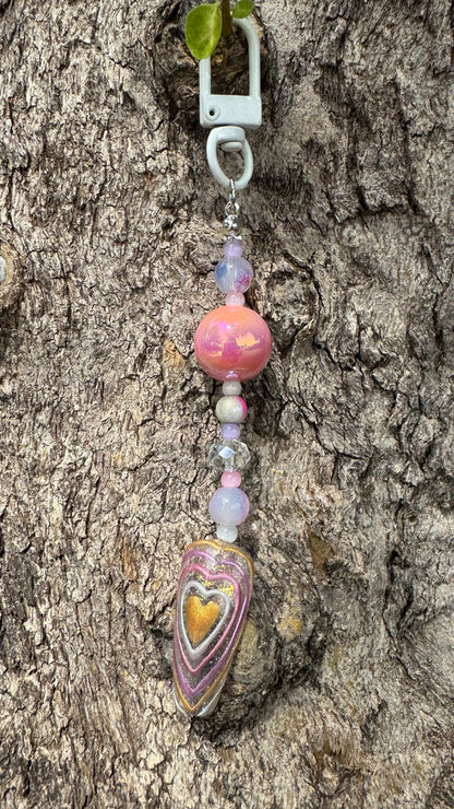 Golden Radiant Heart Nail Art Keychain - Gold
