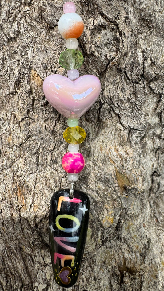 Love Nail Art Keychain - Pink Heart charm (Copy)
